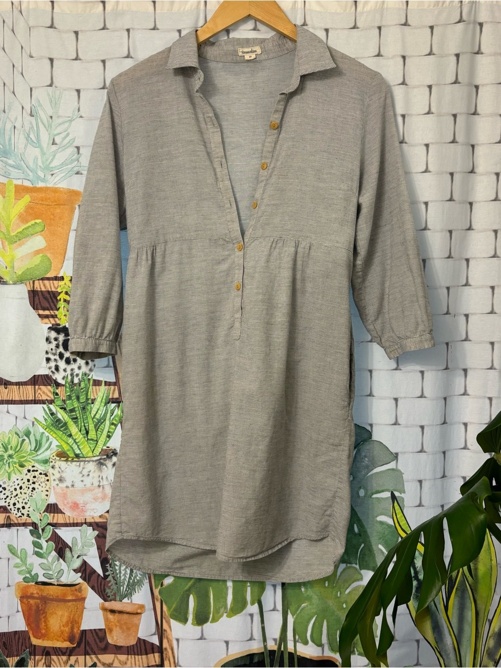 Steven Alan Striped Shirt Dress in Navy and White